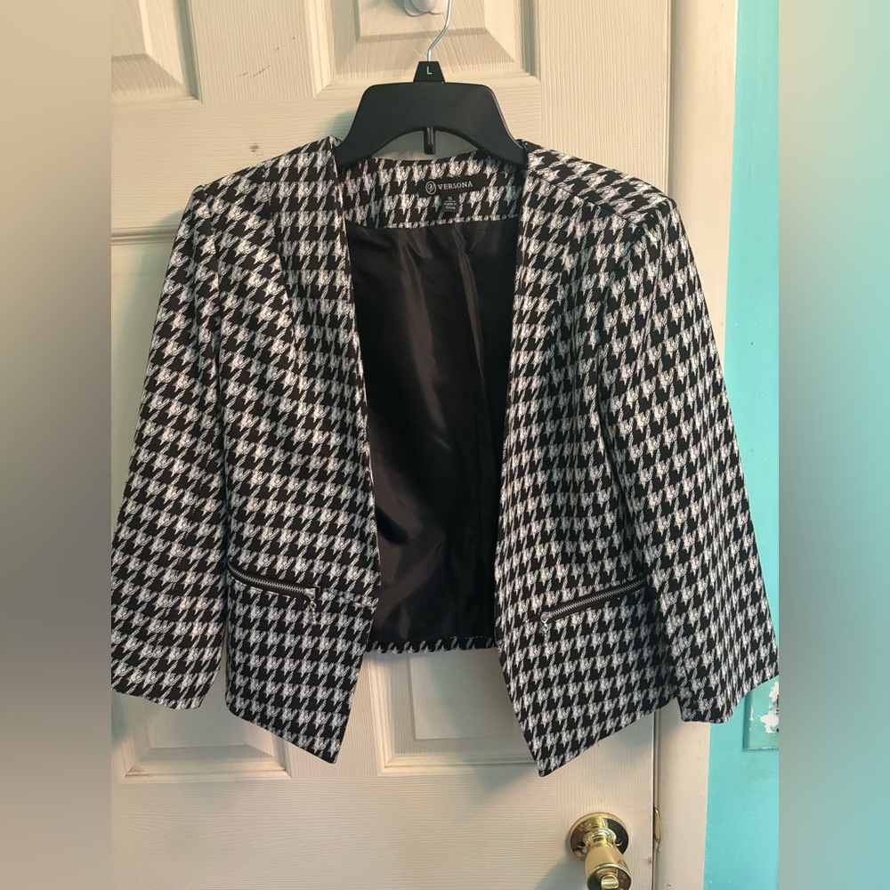 Versona Black and White Houndstooth Blazer